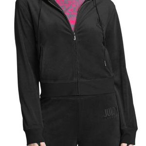 Juicy Couture Classic Logo Velour Hoodie - Black